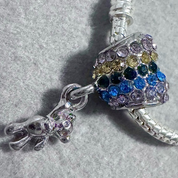 Teddy Bear Hanging from‎ Balloon Charm fits PANDORA - Picture 6 of 9
